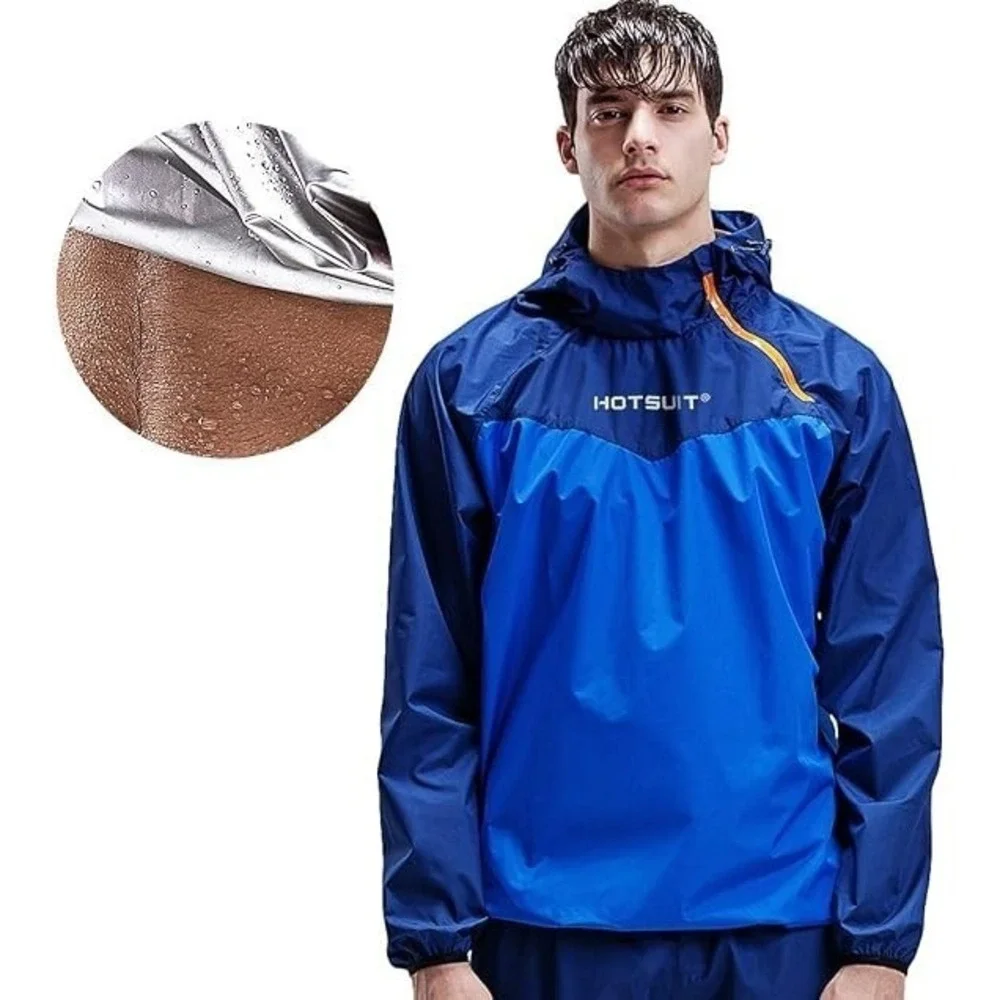 HOTSUIT Sauna Suit for Men's Sweat Sauna Blue Jacket Gym Workout Size 3XL